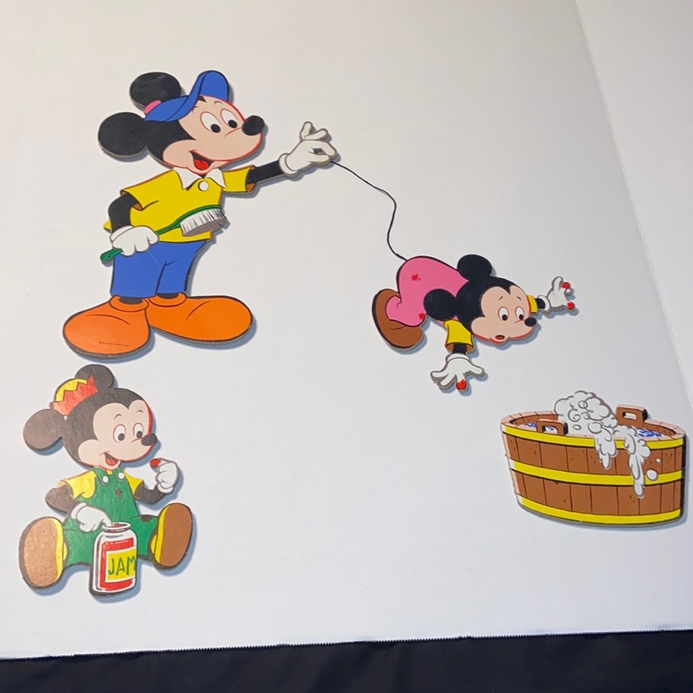Vintage Mickey Mouse and the twins bath time wall hanging
